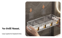 Drill-Effortless Installation Wall Mounted Bathroom Shelf Waterproof Clear Acrylic Wall Shelf Space-Saving for Women, Families, Washroom