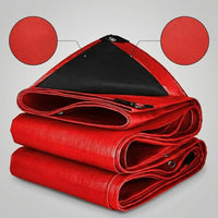 Heavy-Duty Waterproof PE Tarpaulin, Red/Black, UV-Resistant, High-Density Woven Cover Cloth