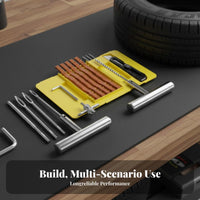 Portable Case Tubeless Tire Repair Kit Long-Lasting Motorcycle Tire Repair Tools Easy to Use for Roadside Emergency, Travel