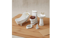 5 Pieces 1:12 Scale Dollhouse Bathroom Vintage Design 1:12 Scale Bathroom Set Dollhouse Toilet Tub Sink Set
