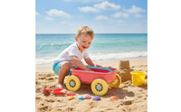Safe Wheat Straw Beach Wagon Long-Lasting Sand Pull Cart Portable Rolling Toy Cart Spacious for Toddlers
