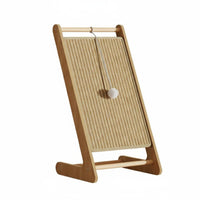 Solid Wood Frame Sisal Cat Scratcher with Toy Balls Low-Shedding Sisal Scratching Post with Toy Multi-Functional Design Wooden Cat Scratching Board Built-in Interactive Toys for Indoor Cats, Kittens