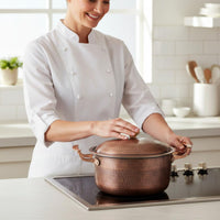 Handmade Copper Cooking Pot Thickened Hammered Copper Soup Pot All Stovetops Cookware