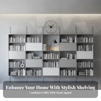Retro aesthetic Adjustable Bracket Shelving System Space-Saving Adjustable Shelving System configurable Design storage unit Multi-Functional for Book Lovers, Students, Homeowners, Home Office, Study Room, Bedroom, Kitchen