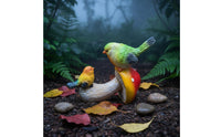 Colorful Bird and Mushroom Decor Bright Colors Birds on Mushroom Figurine Weather Resistant Lawn Ornament for Patio