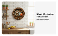 Silent Quartz Movement Kitchen Themed Wall Clock Non-Ticking Round Wooden Wall Clock Creative Design for Living Room, Home Bar