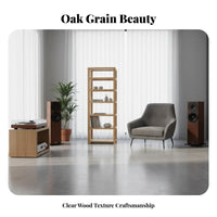 Fine Craftsmanship Solid Wood Audio Rack Sturdy Structure Oak Audio System Equipment Stand Heavy Duty Mortise and Tenon Component Rack Space Saving Design for Audiophiles, Listening Room, Home Theater
