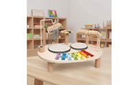 Wooden Drum Set with Mallet Hand Eye Coordination Music Activity Table Fine Motor Foundational Skills Instrument for Infant