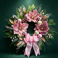 Pink Christmas Wreath Door Hanging Decoration