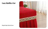 Year-Round Use Quilted Sofa Slipcover Non-Slip Quilted Sofa Throw Lace Trim Home Textile Skin-Friendly for Newlyweds, Homeowners, Pet Owners, Wedding Celebrations, Living Room, Festive Events