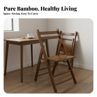 Space-Saving Bamboo Backrest Chair Simple Design Foldable Dining Chair Long-Lasting Collapsible Wooden Seat Sturdy for Homeowners, Students, Seniors, Living Room, Balcony, Kitchen, Office
