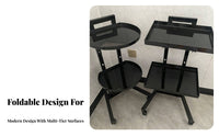 Foldable Design Rolling Salon Trolley Multi-Functional Mobile Hairdressing Trolley Easy to Clean for Barbers, Spa, Tattoo Parlor, Art Studio