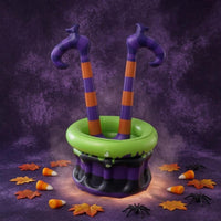 Striped Legs Inflatable Halloween Ice Tub Hooked Shoes Witch-Leg Ice Tub Dripping Accents Drink Cooler Easy to Store