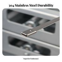 100 Pieces Stainless Steel Wire Tie Resistant Stainless Steel Zip Tie Automatic-Locking Metal Strap Rust-Resistant for Outdoor
