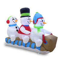 1.8m Inflatable Christmas Snowman Family Skiing Outdoor LED Light Yard Decoration (EU Plug)