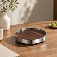 Decorative Tray with Feet Elegant Round Tray with Metal Walls Chic for Coffee Table