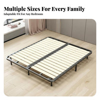 Slatted Bed Frame Foldable Design Mattress Base Sturdy Construction Bedroom Furniture for Residents, Renters, Guest Room, Apartment, Home