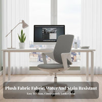 Lumbar Support Wheeled Computer Chair Adjustable Height Swivel Seat Rolling Casters Office Furniture Ergonomic Design for Students, Study Room, Bedroom
