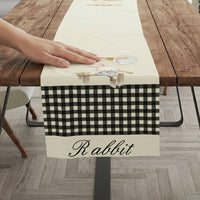 Easter Bunny Illustration Tablecloth, Linen Fabric, Rabbit Printed Table Scarf, Printed Design, Home Decor, Suitable for Party Organizers, Entrance Hall, Living Room