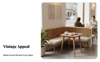 Thick Padded Cushion Upholstered Armchair with Cane Back Curved Backrest Cafe Seating Minimalist Design Commercial Furniture Mid-Century-Century Modern Design for Restaurant Owners, Interior Designers, Adults, Tea House, Hotel Lobby, Living Room