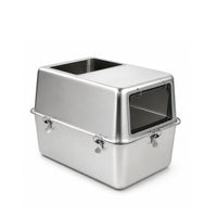Stainless Steel Litter Pan Covered Cat Litter Pan with Hood Anti-Slip Pet Supply for Home