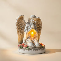 Kneeling Angel Figurine Weatherproof Angel Statue with Lantern Elegant for Grave