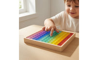 Acrylic Block Play Board Geometric Wooden Board with Acrylic Blocks Stackable Sensory Blocks for Playroom, Classroom