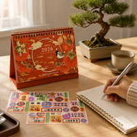 2026 Large Chinese Style Desk Calendar with Multifunctional Planner and Gilded Accents