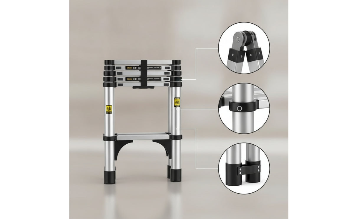 Foldable Self-Supporting Ladder Telescoping Ladder Aluminum Telescopic Ladder Portable Space-Saving for Homeowners, DIYers, Garage