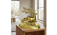 Decorative Brass Tissue Holder Gold-Toned Deer Tissue Holder Freestanding Decor Sculpted for Living Room, Entryway, Desk