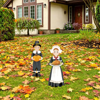 Thanksgiving Character Welcome Sign Garden Metal Stake