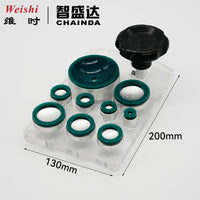 Universal Watch Case Opener with 9 Rubber Suction Cups and Wooden Handle