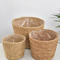 Home Decoration Plant Pots for Indoor Plant Pot Display, Pack of 3 Wicker Plant Pots Indoor with Liner, Hand-Woven Plant Basket