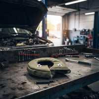 Stitched Edges Turbocharger Heat Guard Cover Snap Fasteners Woven Heat Guard Cover Circular Opening Turbocharger Blanket Wrap Coil Springs