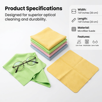 Microfiber Suede Cleaning Cloths for Glasses Eyeglasses, Double Sided Lens for Camera Screens, Washable Reusable, 7.9 x 7.9 Inch
