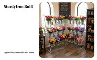 Tri-Level Floral Vessel Stand Tiered Design Tri-Level Rolling Floral Carriage Easy Assembly Plant Holder for Florists, Florist Shop, Wedding Location