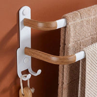 Metal Towel Bar and Wall Mounted Washroom Organizer, Multi-Layer Rack Bathroom with No-Drill Installation