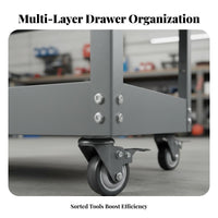 424 Pieces Mobile Repair Tool Cart Set Large Capacity Mobile Tool Storage Cabinet Self-Locking Drawers Workshop Organizer Cart for DIY Enthusiasts