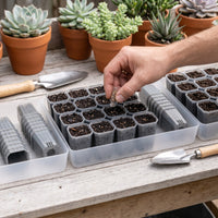 Translucent Gray Plastic Succulent Planter Pot with Tray and Seedling Tray for Balcony Gardening