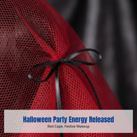 Halloween Cosplay Veil, Red Specter Bride Headpiece, Red Ribbon Victorian Mesh Lace Hair Accessory, Dark Women's Aesthetic