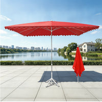 Straight-Pole Umbrella Height-Adjustable Umbrella with Sixframework Sun Protection for Vendors, Patio, Courtyard, Market Stalls