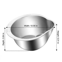 Rice Washer and Stainless Steel Colander with Built-in Grater, Vegetable Basin and Kitchen Sink Strainer for Home Cooking