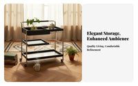 With casters 2-Tier Rolling Cart Movable Serving Trolley Retro design Mobile Rack adaptable Functionality for Apartment Dwellers, Entertainers, Living Room, Small Spaces, Bedroom, Bathroom