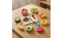 Wooden Cutting Toy Hands-on Pretend Slicing Set Realistic Wooden Food Playset