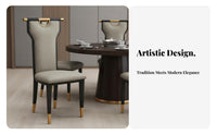Modern Chinese Design Upholstered High-Back Chair Comfortable Cushion Upholstered High-Back Chair with Handle Sturdy Frame Dining Room Seat Ergonomic Design for Restaurant Owners, Hotel Managers, Interior Designers, Banquet Hall, Kitchen, Office, Bedroom