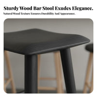 Wabi-Sabi Aesthetic Backless Wooden High Stool Sturdy Construction Wooden Saddle Seat Stool Stable Frame Counter Height Chair Built-in Footrest for Cafe Owners, Homeowners, Adults, Home Bar, Restaurant, Kitchen Island, Dining Room