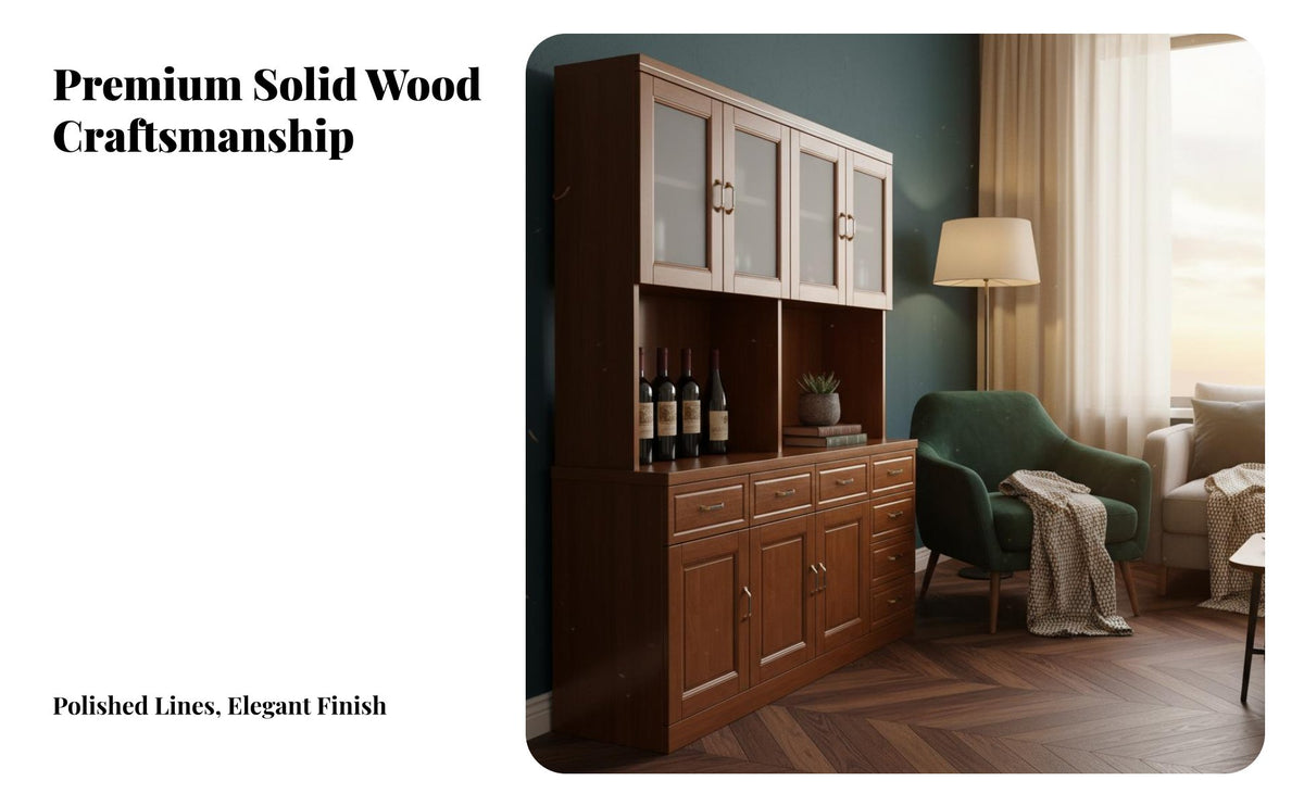 Multi-Functional Wooden Sideboard Cabinet Versatile Dining Room Buffet Long-Lasting Kitchen Buffet Sideboard Rounded Corners for Homeowners, Families, Interior Decorators