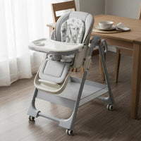 Removable Tray 2-in-1 Convertible High Chair Easy to Clean Adjustable Reclining High Chair Soft Padded Cushion Multi-Functional Toddler Seat 5-Point Harness for Babies, Toddlers, Infants
