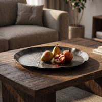 Metal Tray with Hammered Finish Textured Aluminum Tray Antique-Style Serving Platter for Shelf