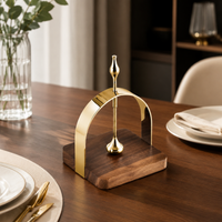 Napkin Holder for Table, Serviette Holder with Polished Metal & Walnut Base, Freestanding Serviette Holder for Kitchen, Dining Table Decor